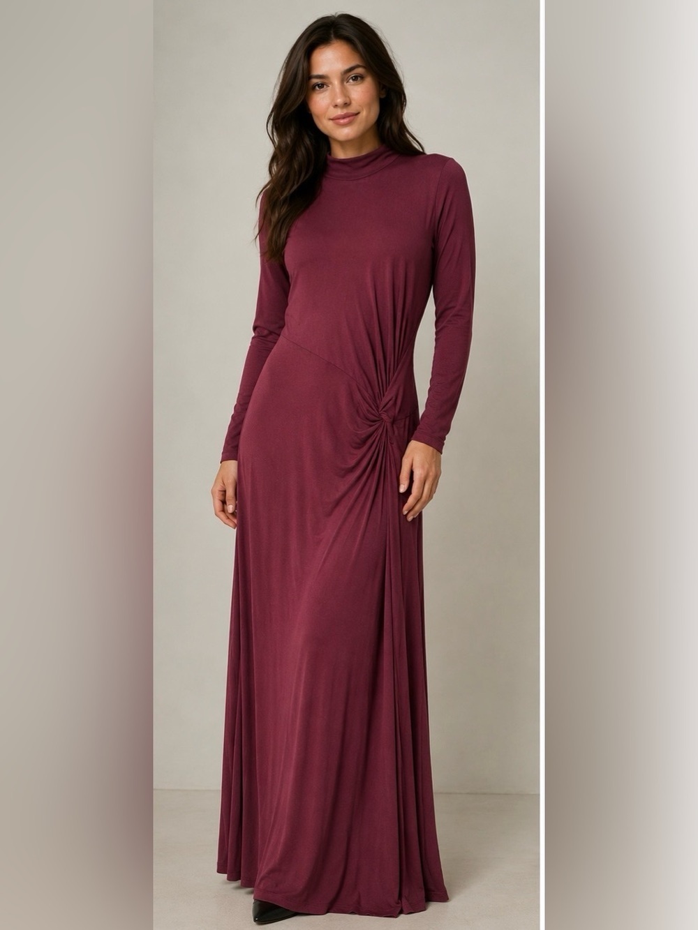 Young Fabulous & Broke Burgundy Ruched Maxi Dress Size Small